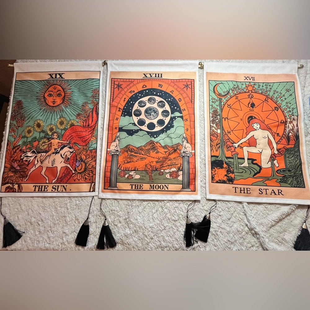 The sun the moon and the stars tarot cloth art flags
